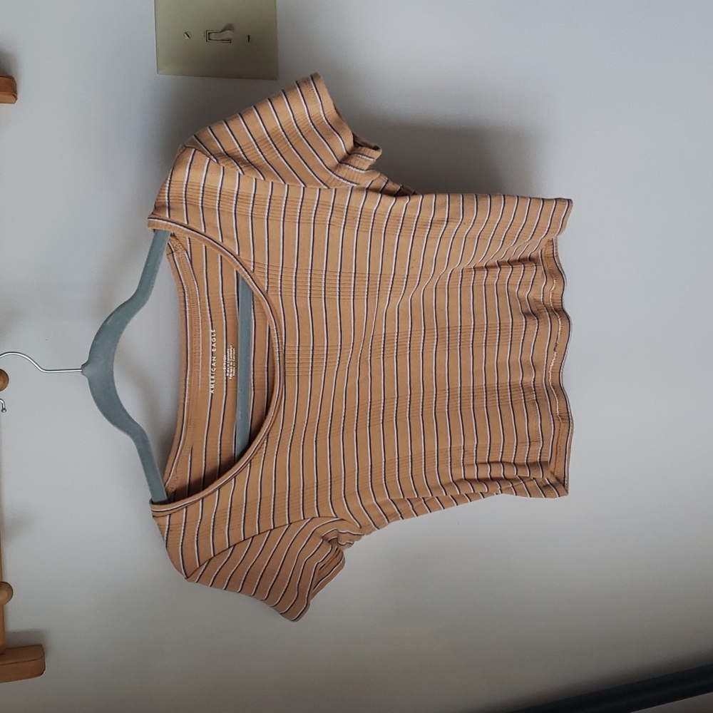 American Eagle striped cropped tee